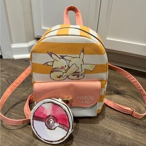 Pikachu Mini Backpack with Pokeball coin purse attached
